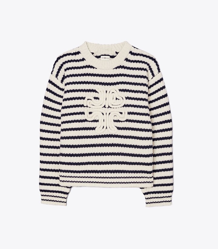 Merino Striped Logo Sweater: Donna Abbigliamento | Maglioni | Tory Burch IT