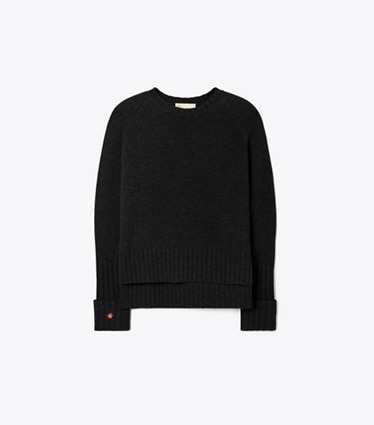 Tory Burch designer sweaters Merino Wool Sweater in BLACK front