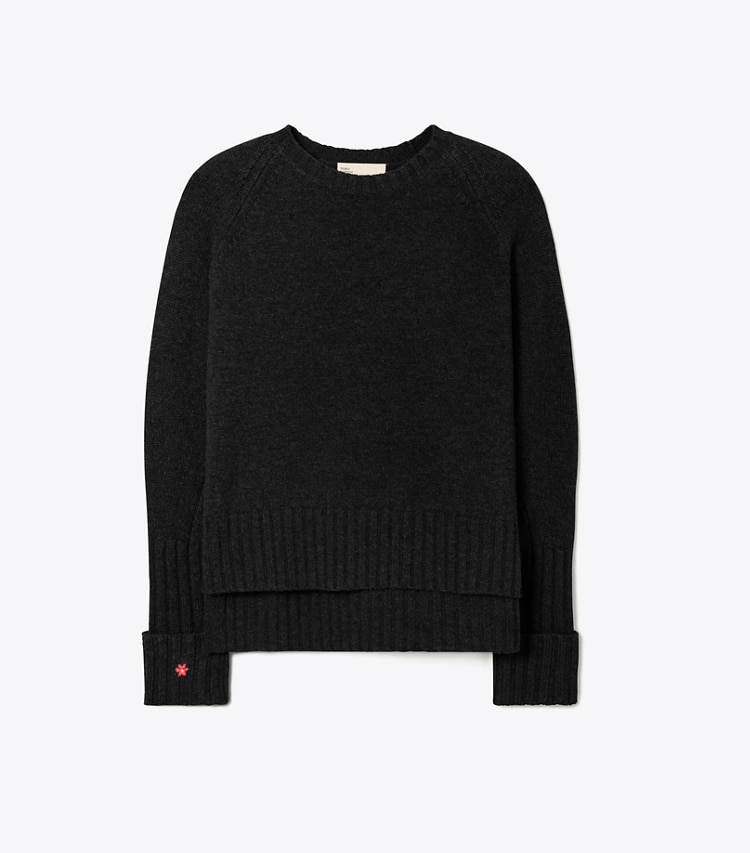 Tory Burch designer sweaters Merino Wool Sweater in BLACK front