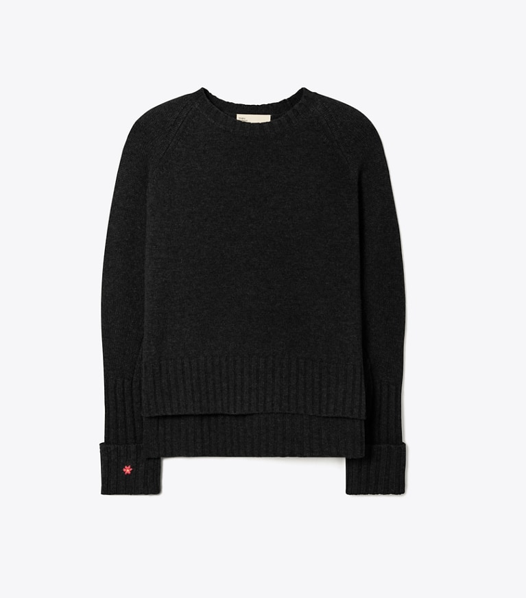 Tory Burch designer sweaters Merino Wool Sweater in BLACK front