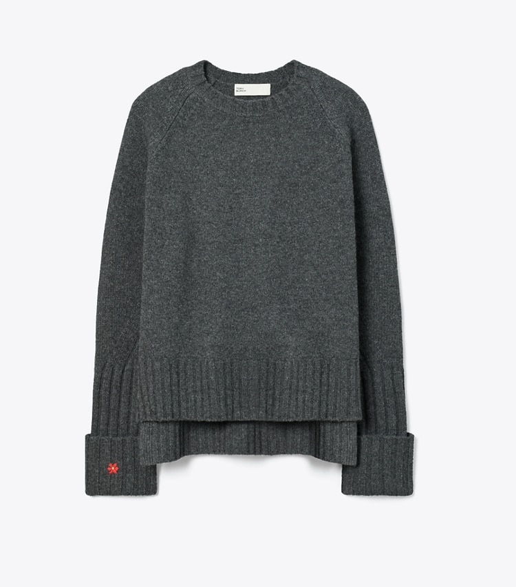 Tory Burch designer sweaters Merino Wool Sweater in Graphite Melange front