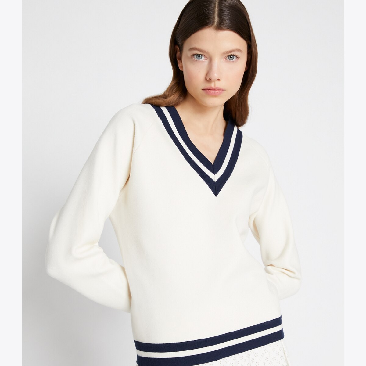 TORY BURCH Merino Wool 2024 Plunge Neckline Sweater