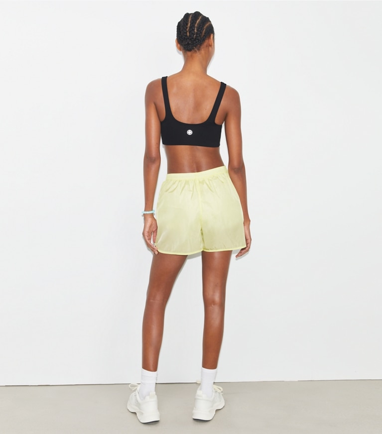 Tory Sport designer bottoms Mesh-Panel Nylon Short in Lumen front