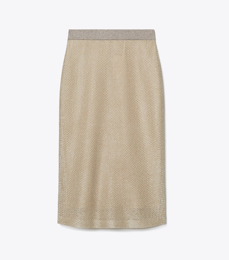 Tory Burch designer unterteile Mesh Skirt in Starlight Titanium front