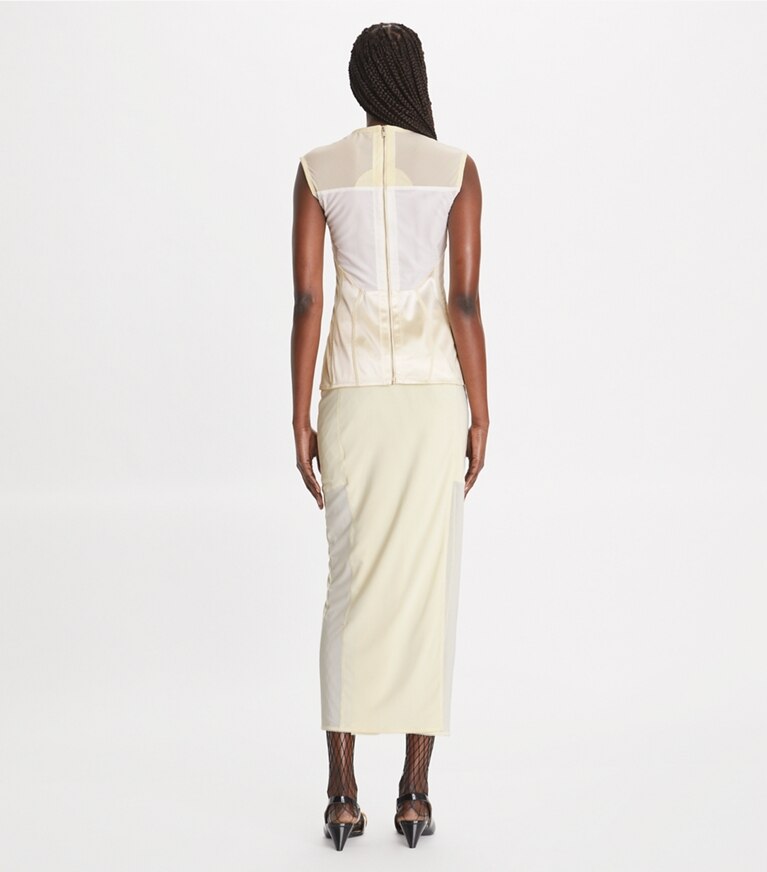 Tory Burch designer bottoms Mesh Skirt in Ivory Mesh front