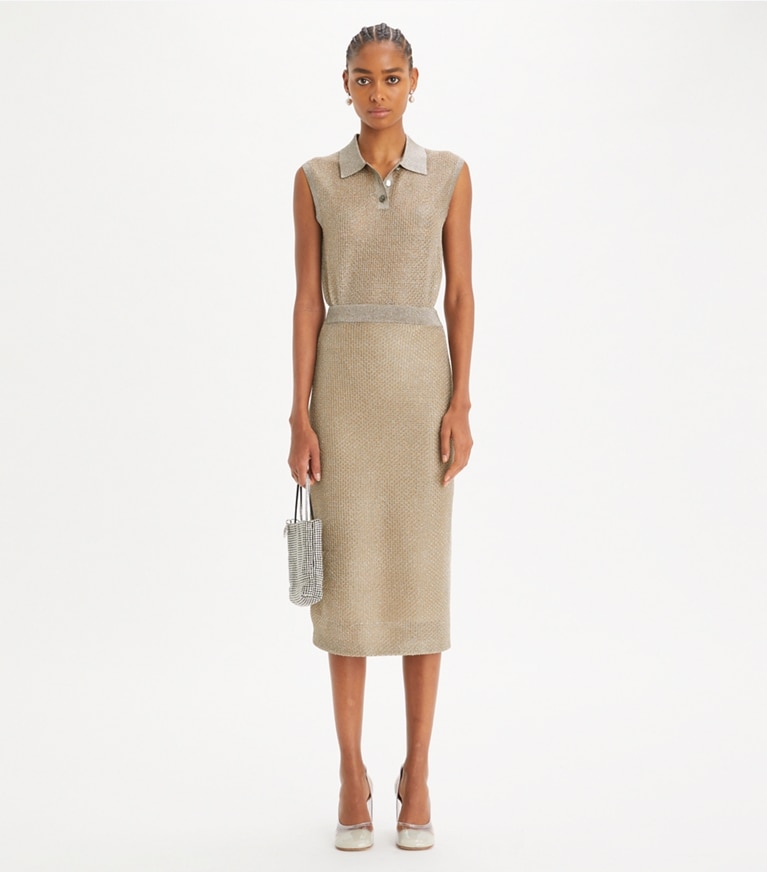 Tory Burch designer unterteile Mesh Skirt in Starlight Titanium front