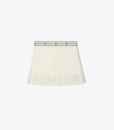 Tory Sport designer bottoms Mesh Tennis Skirt in Snow White front