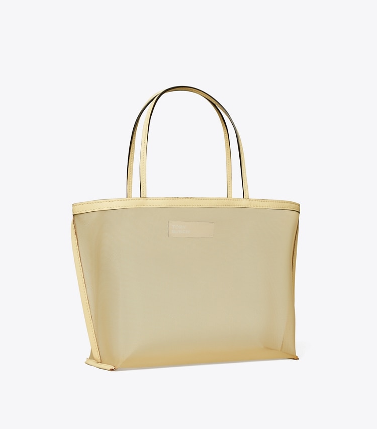 Tory Burch designer tote bags Mesh Tote in Warm Sand angle