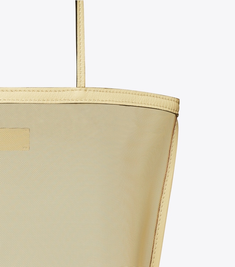 Tory Burch designer tote bags Mesh Tote in Warm Sand angle