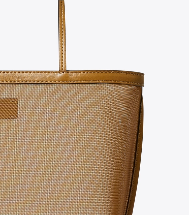 Tory Burch designer tote bags Mesh Tote in Cuoio detail