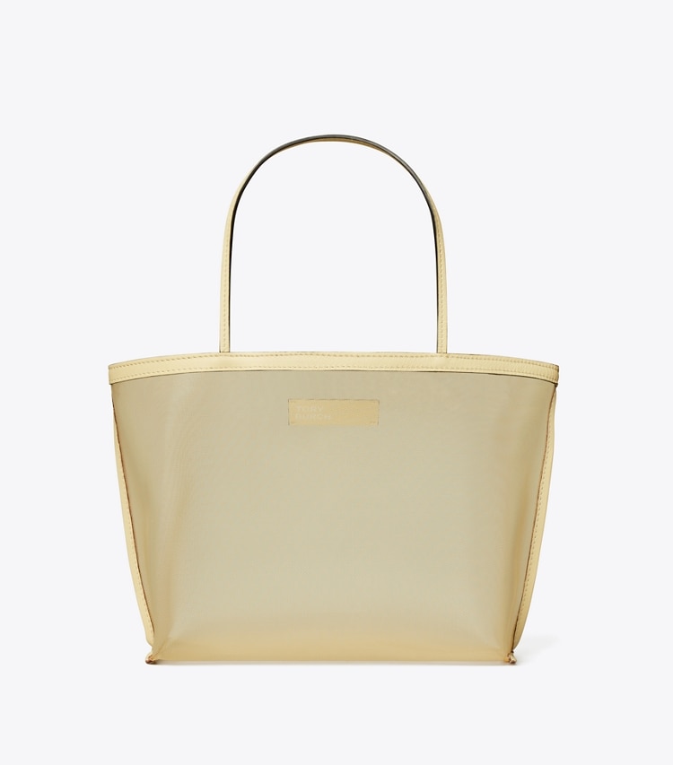 Tory Burch designer tote bags Mesh Tote in Warm Sand front
