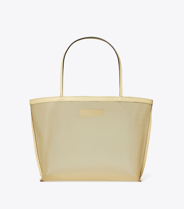 Tory Burch designer tote bags Mesh Tote in Warm Sand angle