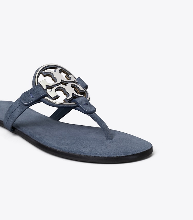 Tory Burch designer sandals Metal Miller in DEEP WAVE / SILVER detail