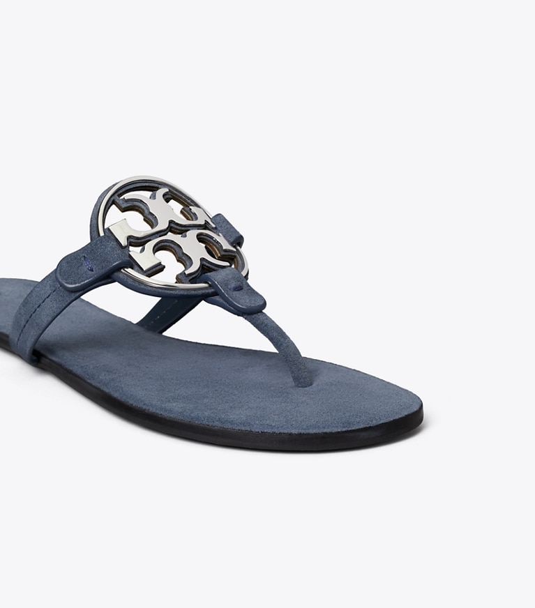 Tory Burch designer sandals Metal Miller in DEEP WAVE / SILVER detail