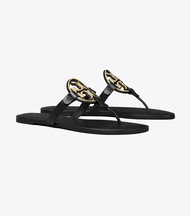 Tory Burch designer sandals Metal Miller Sandal in PERFECT BLACK / GOLD angle