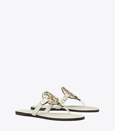 Tory Burch designer sandals Metal Miller Sandal in LIGHT CREAM / GOLD angle