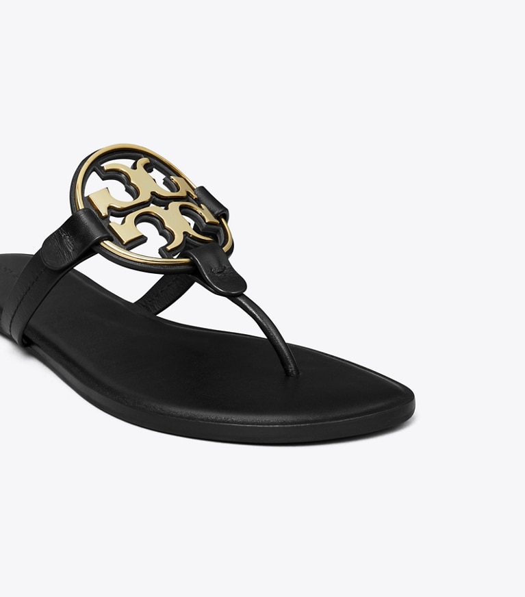 Tory Burch designer sandals Metal Miller Sandal in PERFECT BLACK / GOLD angle