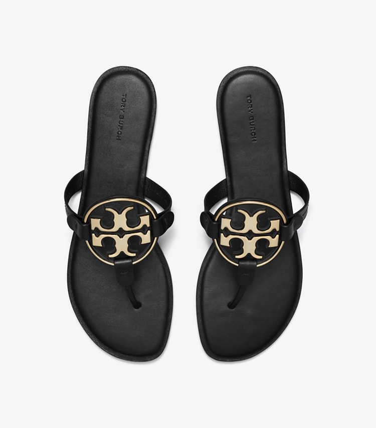 Tory Burch designer sandals Metal Miller Sandal in PERFECT BLACK / GOLD overhead