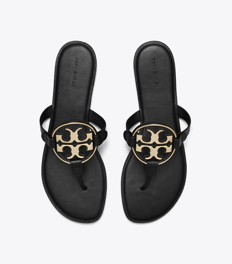 Tory Burch designer sandals Metal Miller Sandal in PERFECT BLACK / GOLD angle