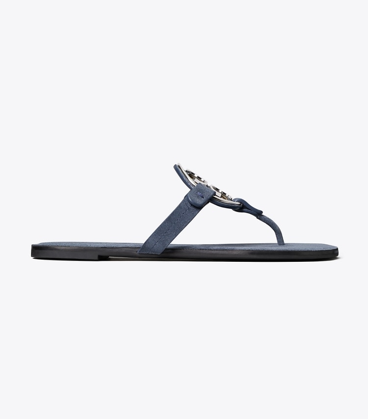 Tory Burch designer sandals Metal Miller in DEEP WAVE / SILVER side