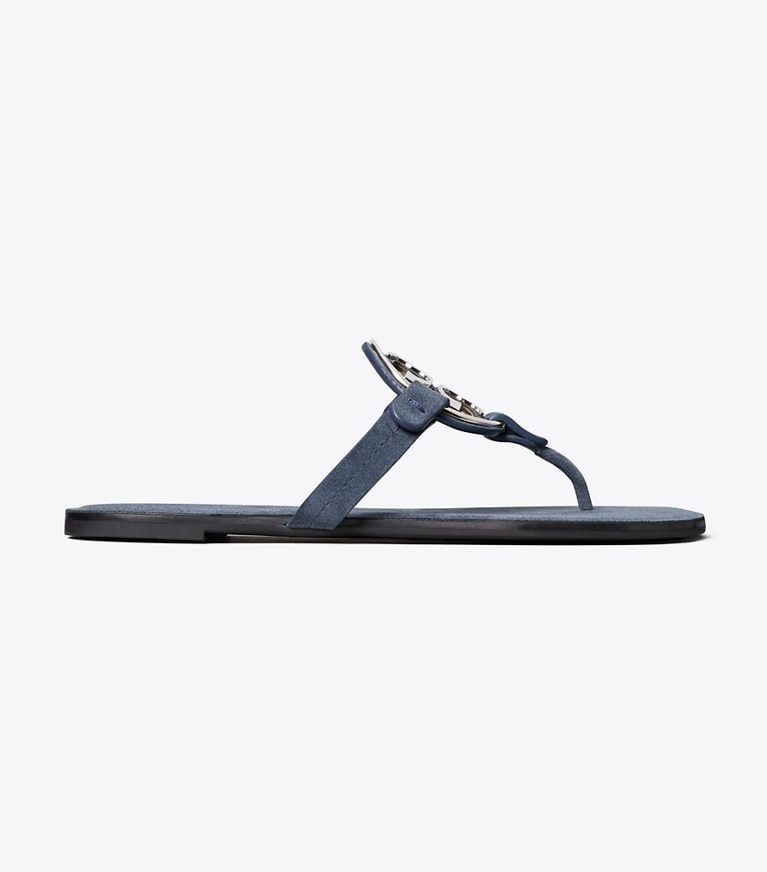 Tory Burch designer sandals Metal Miller in DEEP WAVE / SILVER side