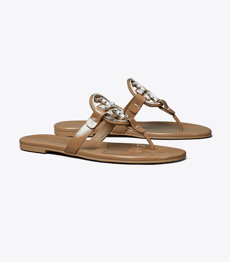 Tory Burch designer sandals Metal Miller Soft Sandal in ALMOND FLOUR angle