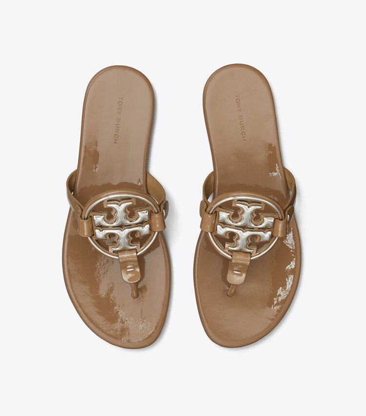 Tory Burch designer sandals Metal Miller Soft Sandal in ALMOND FLOUR overhead