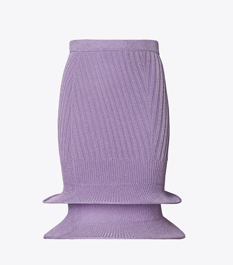 Tory Burch designer bottoms Metallic Hoop Skirt in Bright Lavender front