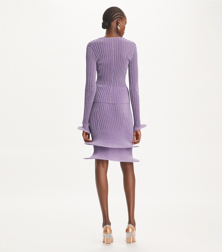 Tory Burch designer bottoms Metallic Hoop Skirt in Bright Lavender front