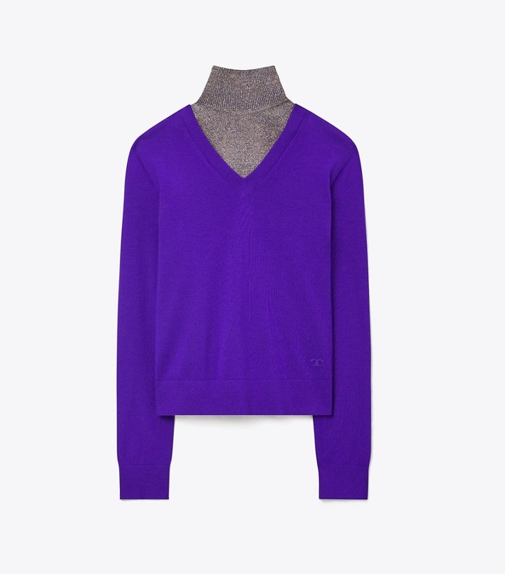 Metallic Knitted Dickie Sweater: Women's Clothing | Sweaters | Tory Burch EU