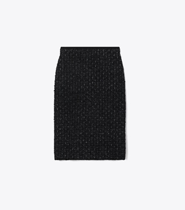 Tory Burch designer bottoms Metallic Tweed Skirt in Black Multi front