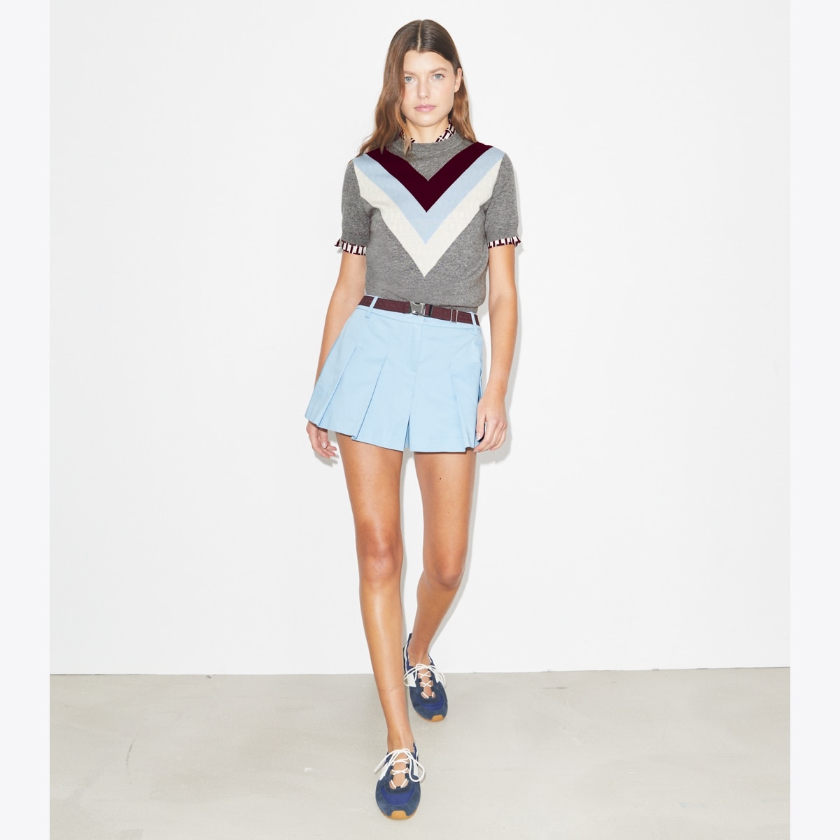 Micro Twill Pleated Short: Women's Designer Bottoms | Tory Burch