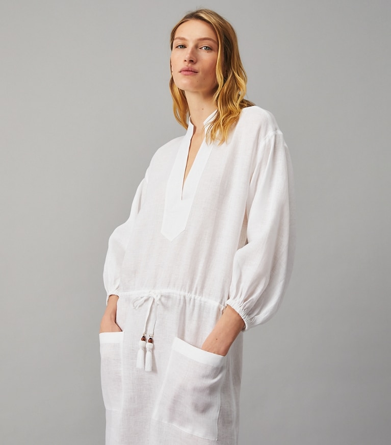 Tory Burch designer coverups Midi Tunic Dress in White front