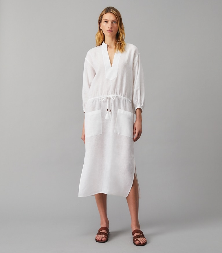 Tory Burch designer coverups Midi Tunic Dress in White front