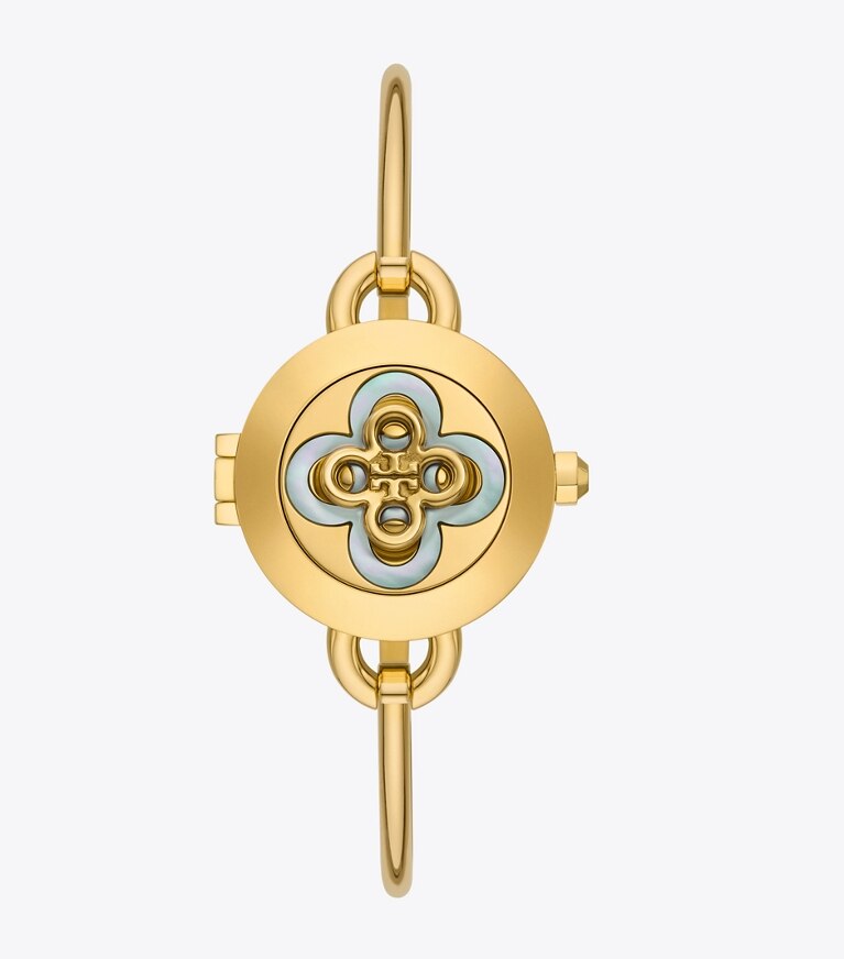 Tory Burch designer armbanduhren Miller Armbanduhren-Geschenkset aus goldfarbenem Edelstahl in MOP/STONES/PEARL front
