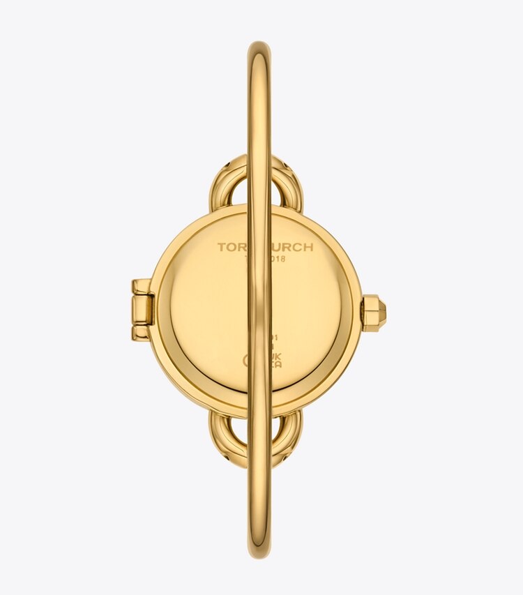 Tory Burch designer armbanduhren Miller Armbanduhren-Geschenkset aus goldfarbenem Edelstahl in MOP/STONES/PEARL zurück