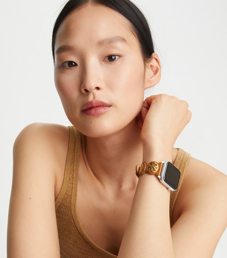 Tory Burch designer watches tory track smart watches Miller Band For Apple Watch® in Luggage front