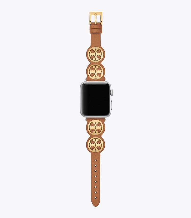 Tory Burch designer watches tory track smart watches Miller Band For Apple Watch® in Luggage front