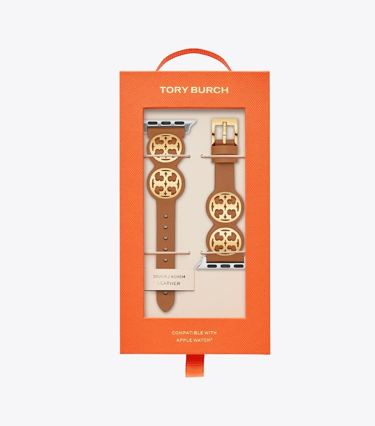 Tory Burch designer watches tory track smart watches Miller Band For Apple Watch® in Luggage front