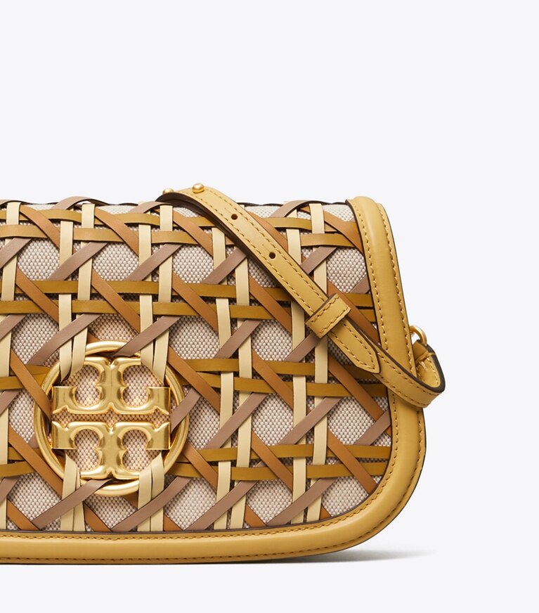 Tory Burch designer clutches Miller Basket-Weave Convertible Shoulder Bag in CORNBREAD angle