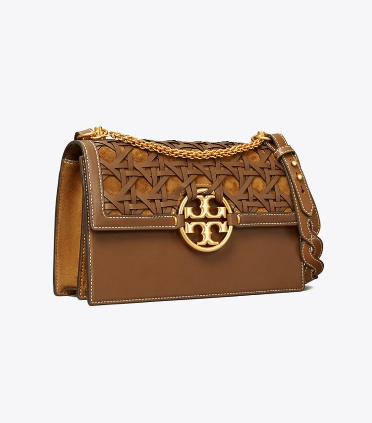 Tory Burch designer shoulder bags Miller Basket-Weave Shoulder Bag in Moose angle