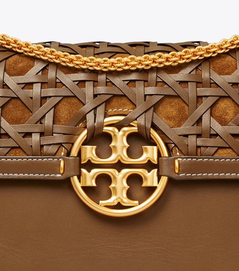 Tory Burch designer shoulder bags Miller Basket-Weave Shoulder Bag in Moose angle