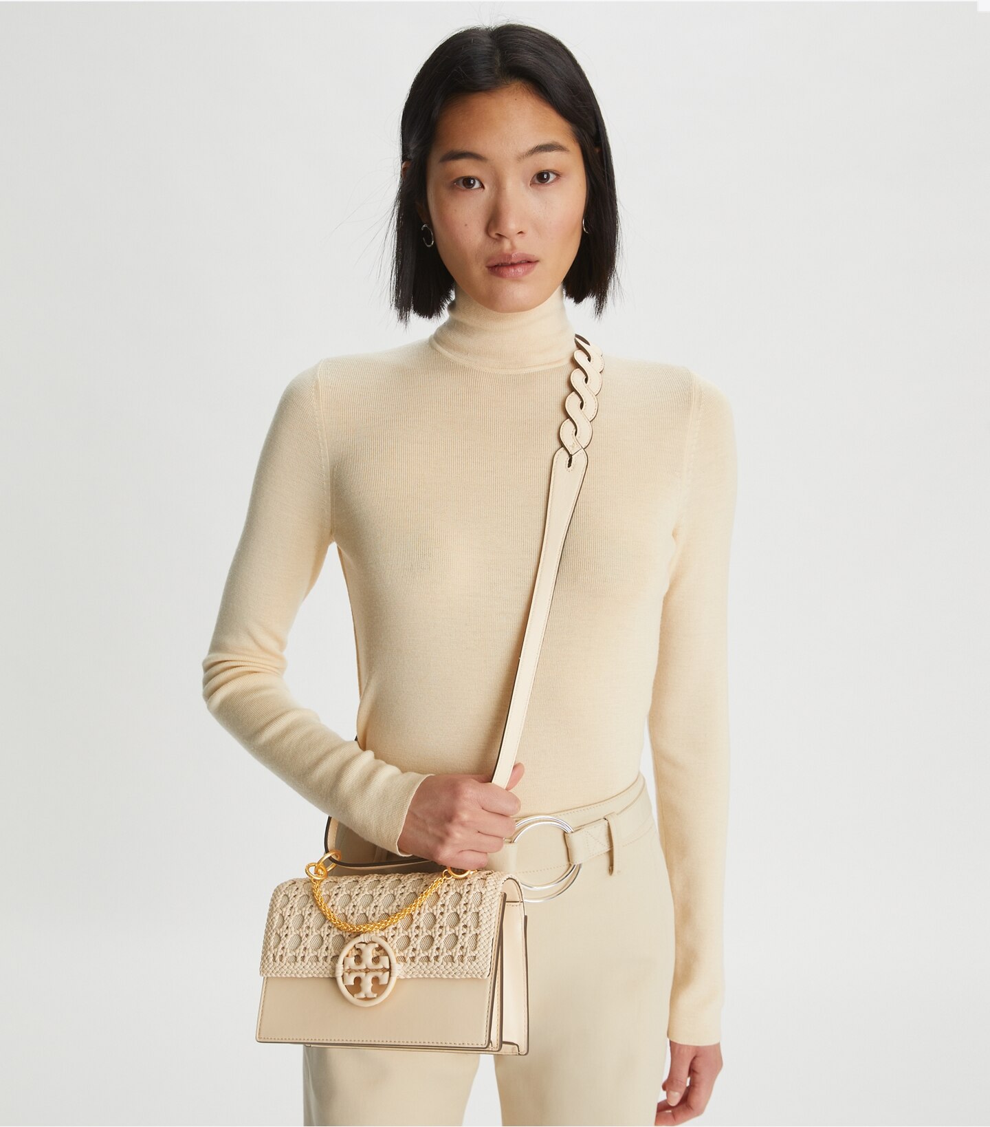 Miller Basket-Weave Small Flap Shoulder Bag 