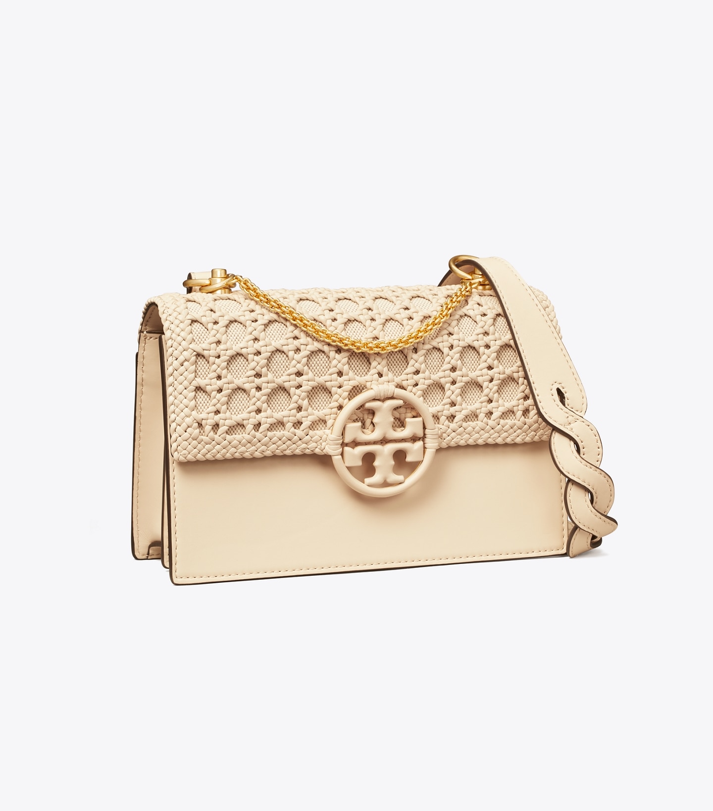 Miller Basket-Weave Small Flap Shoulder Bag 