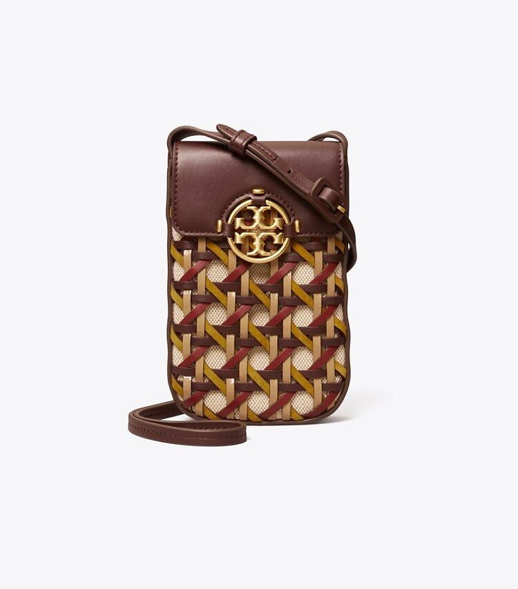 Tory Burch designer mini bags Miller Basketweave Phone Crossbody in TEMPRANILLO front
