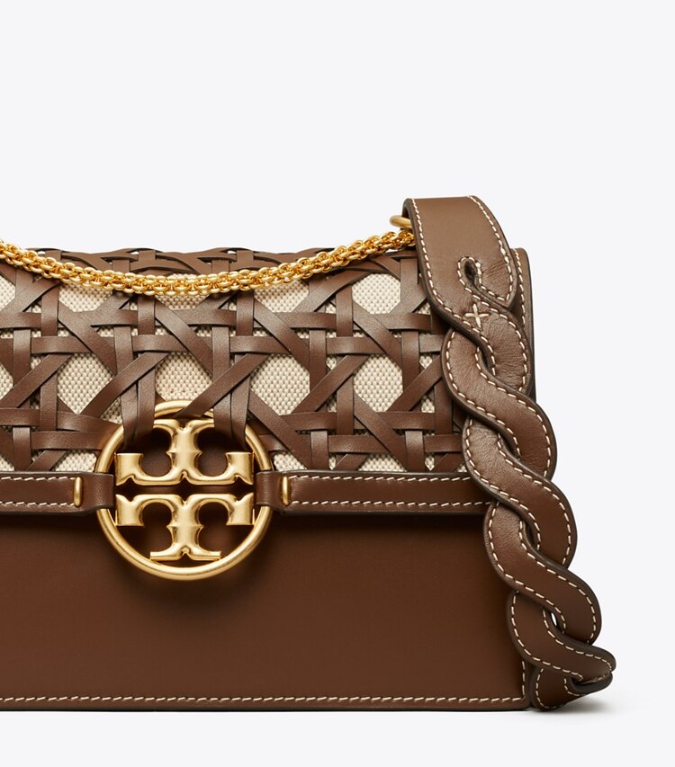 Tory Burch designer shoulder bags Miller Basketweave Small Shoulder Bag  in Star Anise detail