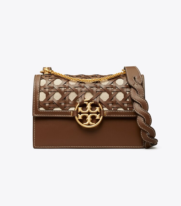 Tory Burch designer shoulder bags Miller Basketweave Small Shoulder Bag  in Star Anise front