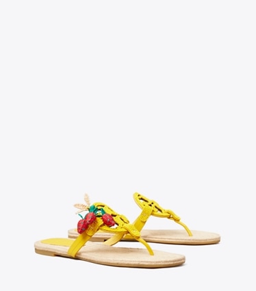 Tory Burch designer sandals Miller Beaded Espadrille in POLLINE angle