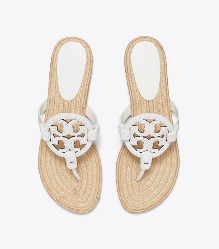 Tory Burch designer sandals Miller Beaded Espadrille in CREAM overhead