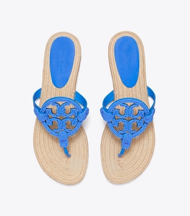 Tory Burch designer sandals Miller Beaded Espadrille in DEEP BLUE overhead